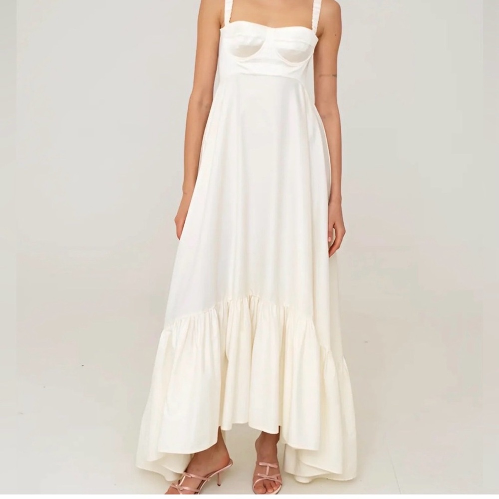 Anna October Cream Maxi Dress with Ruffle Hem